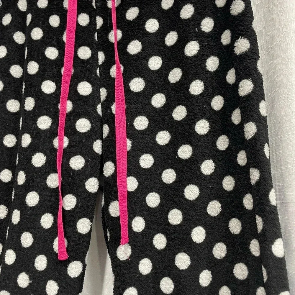 Nomad Kids Polka Dots Pajama Bottoms Fuzzy Pants Xl 14-16 Black White Cozy GUC
